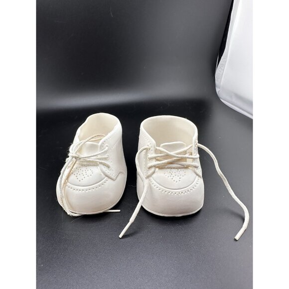 Cabbage Patch Kids Doll Vtg Coleco White Plastic Shoes Oxford High Tops Laces - Picture 1 of 11